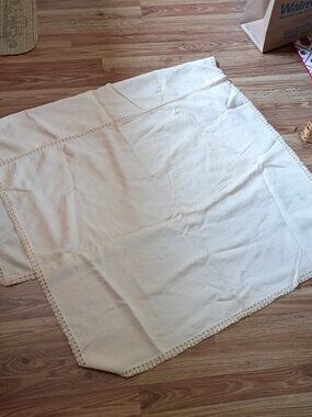 Large Off White Tablecloth Crochet Edges & Middle